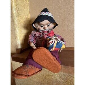 Vintage Rushton Cigar Smoking Hobo Rubber Face Striped Clothes Rare